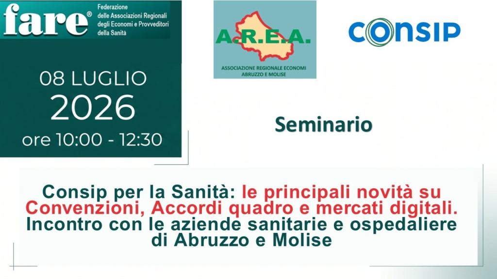 Seminario Consip per la sanità: le principali novità su Convenzioni, Accordi quadro e mercati digitali. Incontro con le aziende sanitarie e ospedaliere di Abruzzo e Molise