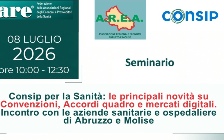 Seminario Consip per la sanità: le principali novità su Convenzioni, Accordi quadro e mercati digitali. Incontro con le aziende sanitarie e ospedaliere di Abruzzo e Molise